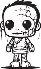 Macabre Doll of Doom Creepy Zombie with Black Vector Sinister Zombie Effigy Spooky Doll with Black Icon