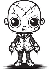 Chilling Undead Figure Creepy Zombie with Black Emblem Ghastly Plaything Spooky Zombie with Black Vector