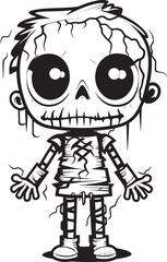 Malevolent Undead Playmate Creepy Doll with Black Emblem Eerie Doll of Nightmares Spooky Zombie with Black Logo