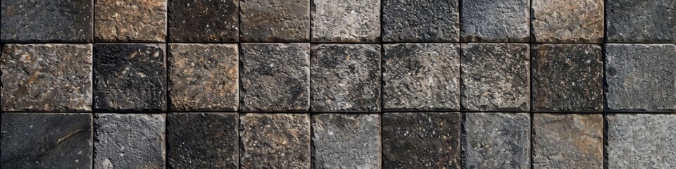 Detailed view of a wall constructed with sturdy stone blocks, showcasing the granular patterns and textures, background, wallpaper, banner