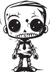 Creepy Doll of the Night Creepy Zombie with Black Icon Chilling Undead Companion Spooky Zombie Doll with Vector Logo