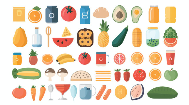 Healthy eating related icons image Flat vector 