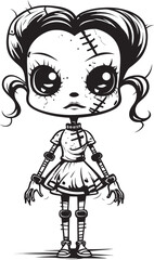 Sinister Undead Toy Creepy Zombie Doll Black Vector Chilling Zombie Companion Spooky Doll Emblematic Design