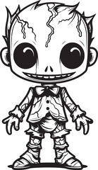 Creepy Undead Effigy Creepy Zombie Doll with Black Logo Ghastly Doll of Horror Spooky Zombie with Black Vector Logo