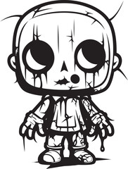 Malevolent Undead Effigy Creepy Zombie with Black Logo Terrifying Doll of Darkness Spooky Zombie with Vector Icon
