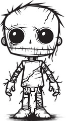 Dreadful Undead Figure Spooky Zombie with Black Symbol Sinister Doll of Doom Creepy Zombie with Vector Logo