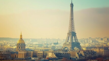 The Eiffel Tower And City Skyline.
