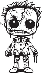 Terrifying Doll of Terror Creepy Zombie with Black Vector Chilling Undead Companion Spooky Doll with Emblem Design
