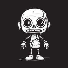 Obraz na płótnie Canvas Macabre Doll of Dread Creepy Zombie with Black Icon Sinister Zombie Effigy Spooky Doll with Vector Logo