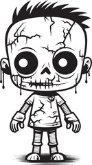Eerie Doll of Misery Spooky Zombie with Vector Icon Haunted Zombie Toy Creepy Doll Black Emblem Design