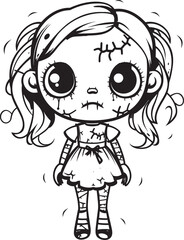 Sinister Undead Companion Spooky Doll Black Vector Chilling Zombie Effigy Creepy Doll Emblematic Design