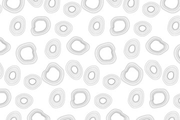 Seamless pattern. Gray concentric circles of irregular shape on a white background. Flyer background design, advertising background, fabric, clothing, texture, textile pattern.