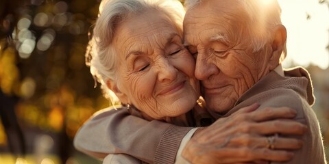 Close up of a of a beautiful couple expressing their feelings concept with elderly couple in love 