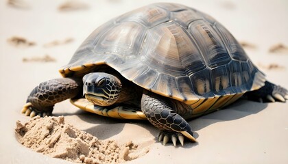 A Turtle With Its Claws Digging Into The Sand