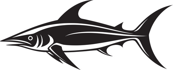 Oceanic Sovereign Thresher Shark Emblem in Black Predatory Elegance Thresher Shark with Black Icon