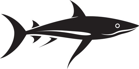 Thresher Majesty Black Vector Logo Design Icon Oceanic Sovereign Thresher Shark Emblem in Black