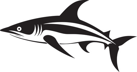 Fototapeta premium Mysterious Majesty Thresher Shark Black Emblem Design Thresher Majesty Black Vector Logo Design Icon
