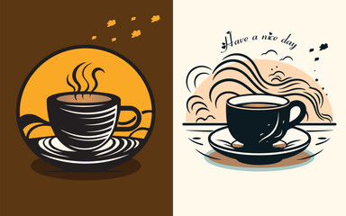 Have a nice day coffee cup illustration vector design.Coffee Lover's Vector Art Collection.