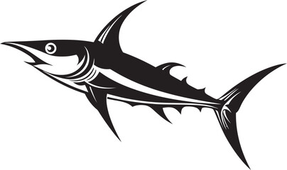 Regal Majesty Thresher Shark Emblem in Black Sleek Hunter Thresher Shark with Black Icon