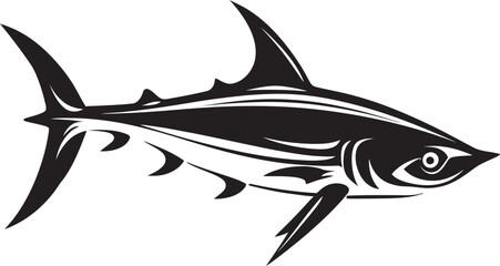 Sleek Sovereign Thresher Shark Emblem in Black Aquatic Majesty Thresher Shark with Black Icon