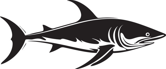Silent Majesty Thresher Shark Emblem in Black Elegant Predator Thresher Shark with Black Icon