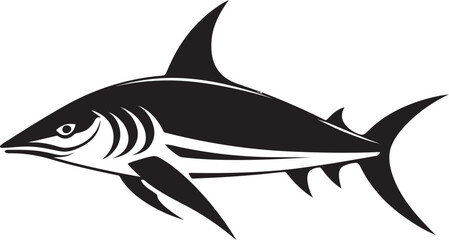 Silent Majesty Thresher Shark Emblem in Black Elegant Predator Thresher Shark with Black Icon