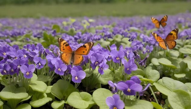 Butterflies Gathering Around A Field Of Violets
