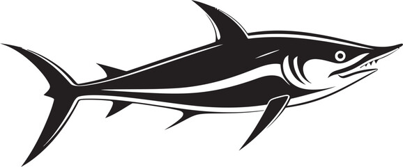 Graceful Guardian Thresher Shark Black Vector Emblem Silent Majesty Thresher Shark Emblem in Black