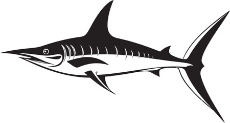 Silent Majesty Thresher Shark Emblem in Black Timeless Sovereignty Thresher Shark Black Vector Design