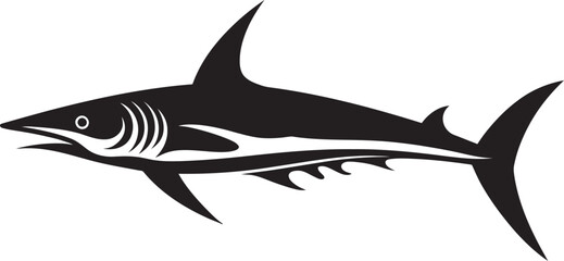 Elegant Sovereignty Thresher Shark with Black Icon Stealthy Guardian Thresher Shark Black Vector Logo