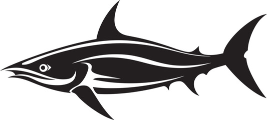 Stealthy Guardian Thresher Shark Black Vector Logo Noble Predator Thresher Shark with Black Emblem