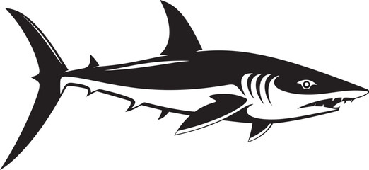 Regal Hunter Thresher Shark Black Vector Design Elegant Sovereignty Thresher Shark with Black Icon