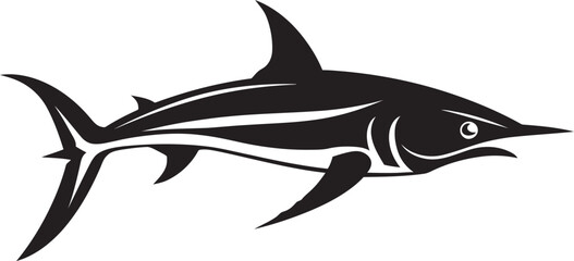 Aquatic Sovereign Thresher Shark Black Vector Logo Oceanic Guardian Thresher Shark with Black Emblem