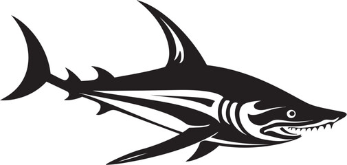 Swift Hunter Thresher Shark with Black Icon Sleek Sovereignty Thresher Shark Black Vector Logo - obrazy, fototapety, plakaty