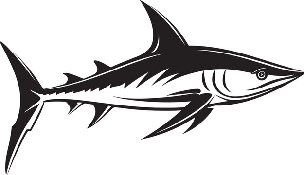 Swift Predator Thresher Shark with Black Emblem Design Aquatic Sovereignty Thresher Shark Logo in Black Vector