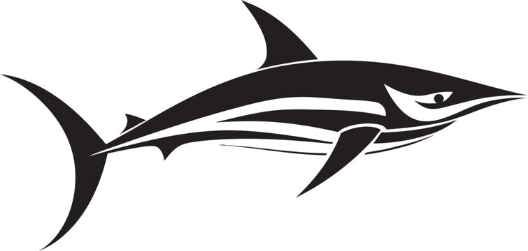 Predatory Majesty Thresher Shark Black Vector Design Swift Hunter Thresher Shark with Black Icon