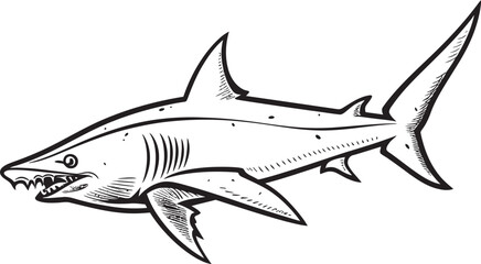 Oceanic Sovereign Thresher Shark Emblem in Black Sleek Hunter Thresher Shark with Iconic Black Logo