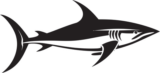 Graceful Predator Thresher Shark Black Vector Logo Silent Majesty Thresher Shark with Black Emblem