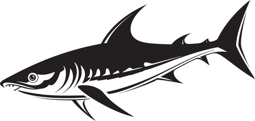 Oceanic Majesty Thresher Shark Black Vector Logo Regal Thresher Black Vector Logo Design Icon