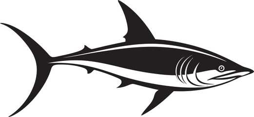 Aquatic Sovereign Thresher Shark with Black Icon Predatory Elegance Thresher Shark Black Vector Emblem