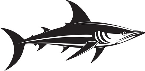 Silent Majesty Thresher Shark with Black Emblem Timeless Sovereign Thresher Shark Black Vector Design