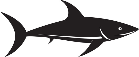 Predatory Majesty Thresher Shark Black Vector Emblem Swift Sovereignty Thresher Shark with Black Emblem - obrazy, fototapety, plakaty