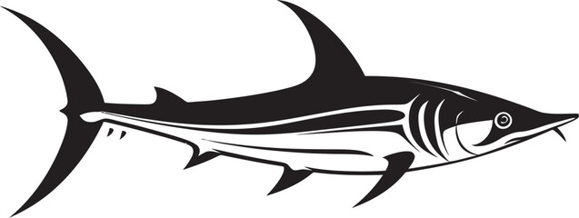 Oceanic Hunter Thresher Shark with Black Icon Predatory Majesty Thresher Shark Black Vector Emblem