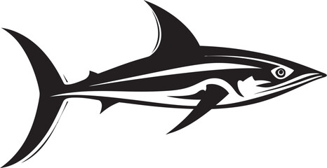 Elegant Sovereignty Thresher Shark Black Vector Emblem Stealthy Predator Thresher Shark with Black Emblem