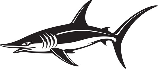 Oceanic Sovereignty Thresher Shark Emblem in Black Sleek Hunter Thresher Shark with Iconic Black Logo