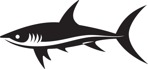 Aquatic Sovereignty Thresher Shark Logo in Black Vector Stealthy Guardian Thresher Shark with Black Icon