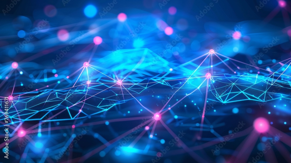 Poster dynamic abstract digital technology background with metallic plates and particle composition