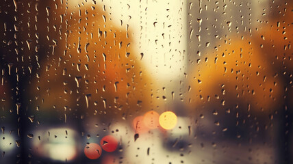 autumn rain background city October background with city