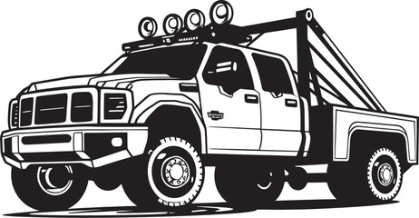 Urban Relief Fleet Tow Truck featuring Black Vector Icon Highway Heroes Black Logo Design on Tow Truck