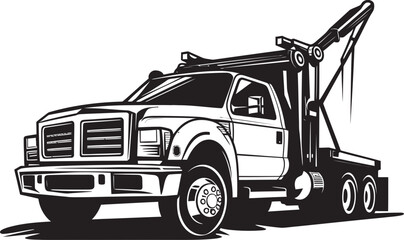 Roadside Relief Tow Truck with Bold Black Design Urban Rescuers Tow Truck featuring Black Vector Logo